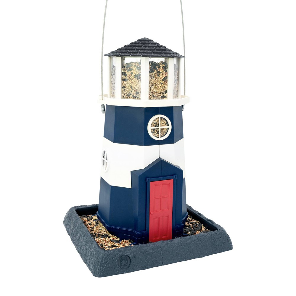 North States Lighthouse Hopper Bird Feeder 14.5" - Navy Blue