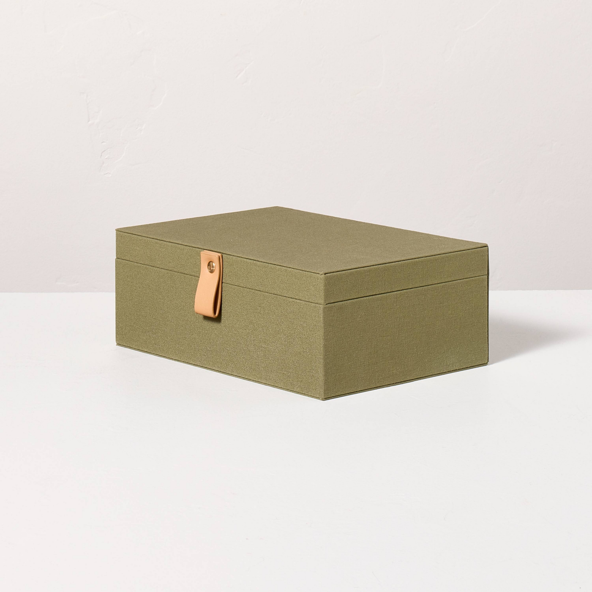 Large Desk Storage Lidded Fabric Box Green - Hearth & Hand™ with Magnolia