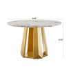 46" Round Dining Table,Modern Kitchen Table with High Gloss Marble Top and Stainless Steel Base for Dining Room,Kitchen - Maison Boucle - 4 of 4