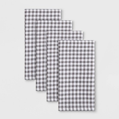 4pk Cotton Gingham Woven Napkins Gray - Town & Country Living