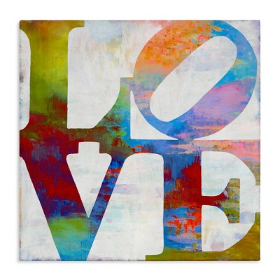 Stupell Industries Love Rainbow Background Typography, 30" x 30"
