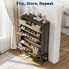 Shoe Storage Organizer with 2 Flip Drawers and 1 Drawer, Freestanding Narrow Shoe Rack, Shoe Storage Organizer with 3-Tier Adjustable Shelves - 3 of 4