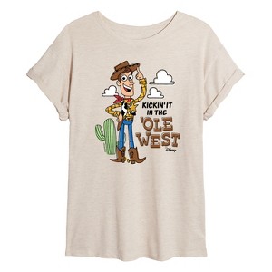 Women's - Disney - Kicking It In The Ole West Oversized Graphic T-Shirt - 1 of 4