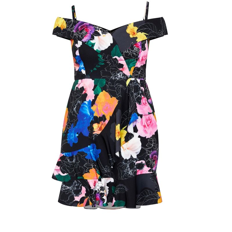 Women's Plus Size  Raquel Print Dress - black | CITY CHIC, 3 of 4