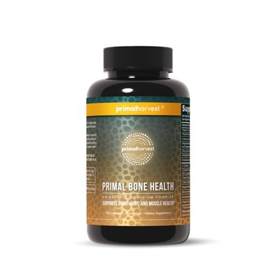 Primal Bone Complex Bone & Joint Support Supplement, Calcium, Magnesium, Vitamin D3 & K2, Strength, Density & Mobility Support, 60 Capsules