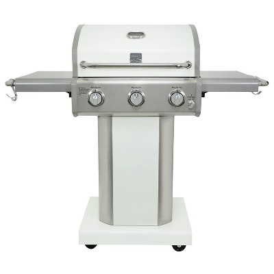 MASTER COOK 3 Burner BBQ Propane Gas Grill, Stainless Steel 30,000 BTU  Patio Garden Barbecue Grill with Two Foldable Shelves