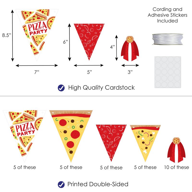 Big Dot of Happiness Pizza Party Time - DIY Baby Shower or Birthday Party Pennant Garland Decoration - Triangle Banner - 30 Pieces, 3 of 9