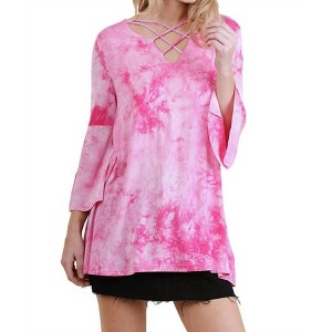 Women's Crossed Tie Dye Bell Sleeve Top - umgee - 1 of 3