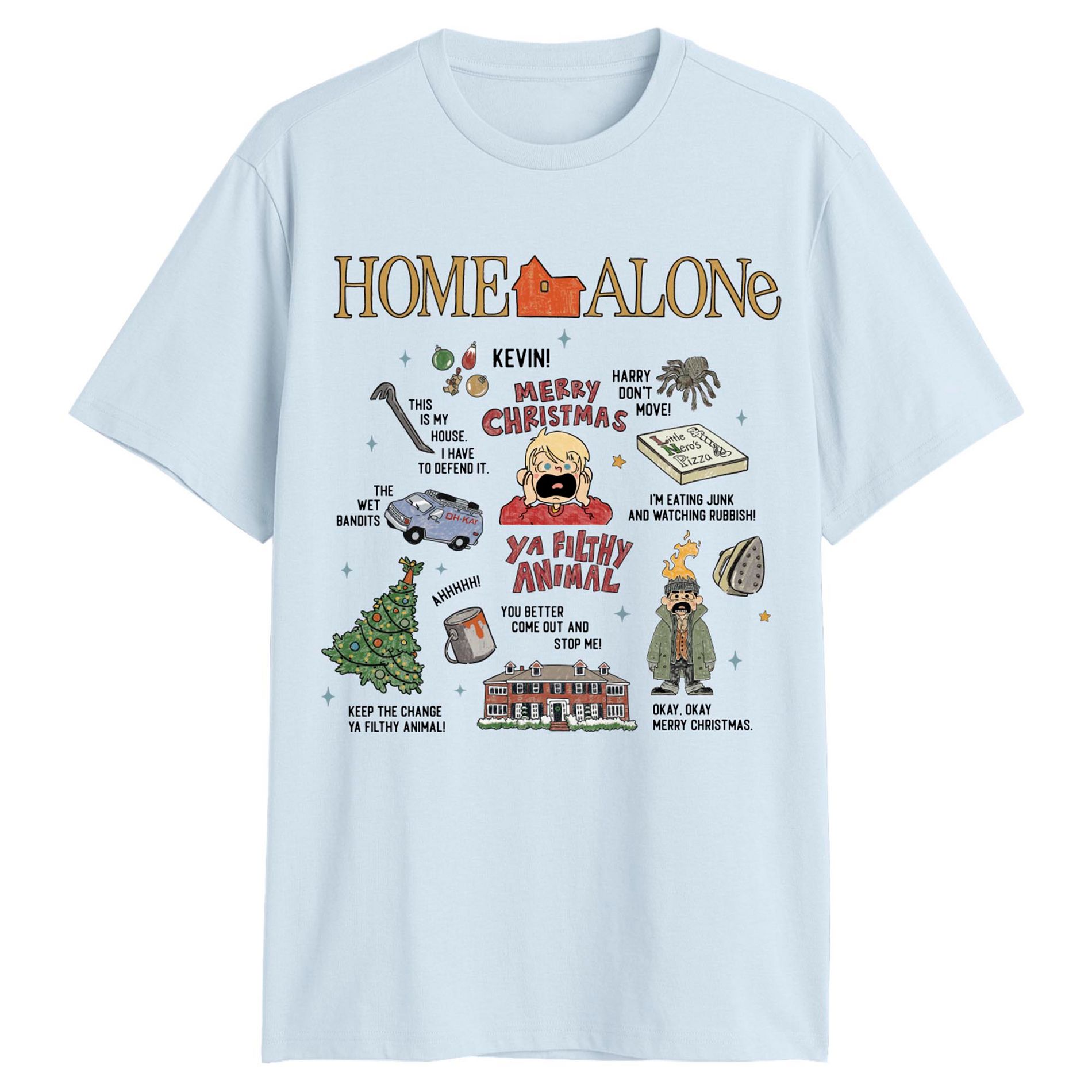 Mens Home Alone Kevin Alone Drawing Medley T Shirt