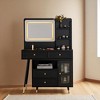 Modern Makeup Vanity Desk with Mirror and Lights,Retractable Dressing Table with Drawers,Cabinet and Power Outlet,Compact Makeup Table for Home - 3 of 4