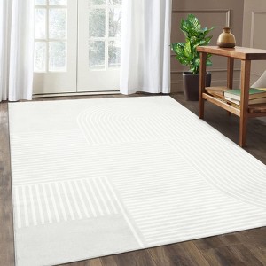 Rug for Living Room Washable Rug Modern Abstract Area Rugs Non Slip Stain Resistant Floor Covering Non Shedding Low - 1 of 4