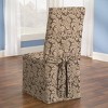 Scroll Long Chair Slipcover Brown - Sure Fit: Elegant Polyester, Stretch Fit, Machine Washable - 3 of 4