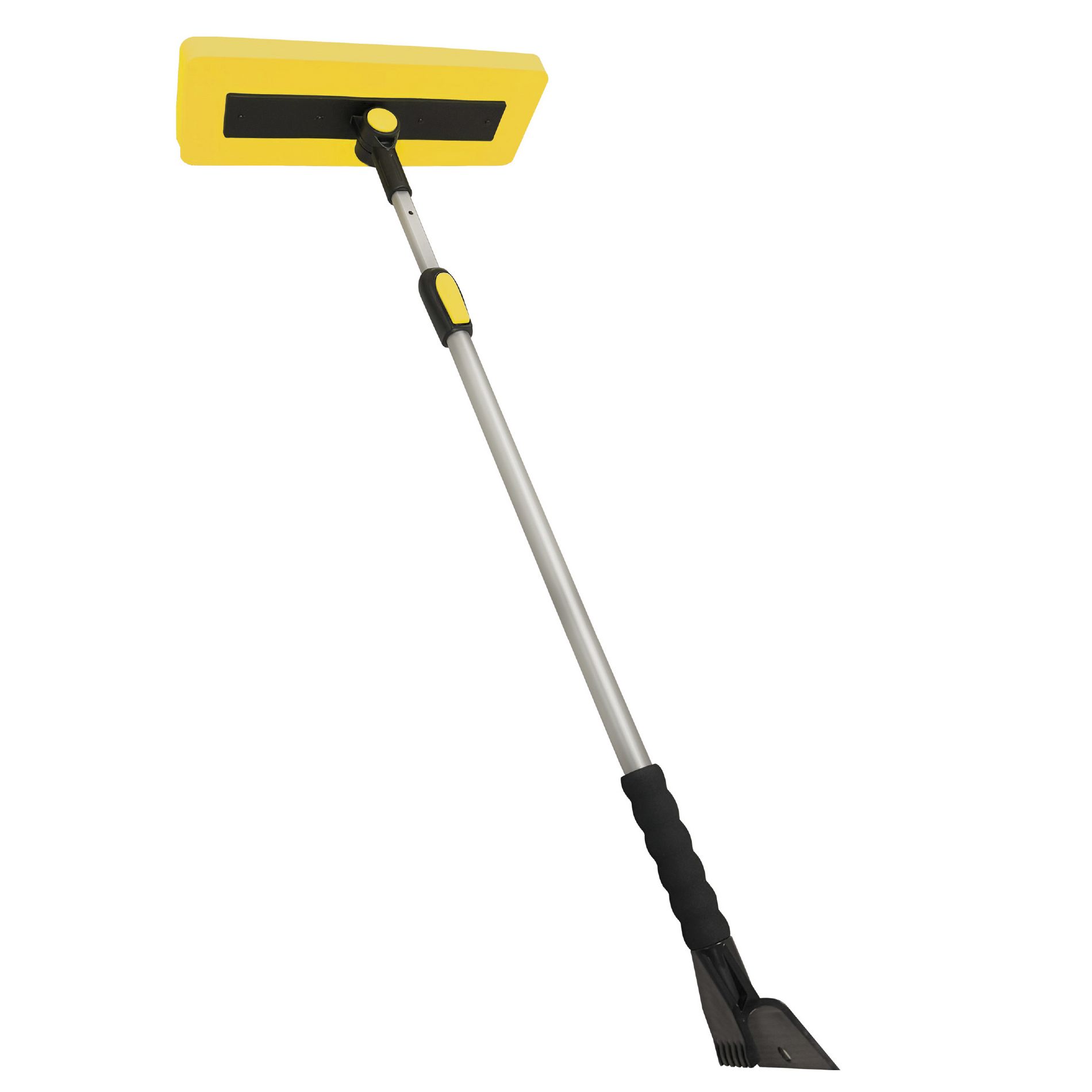 Snow Joe 2-in-1 Telescoping Snow Broom and Ice Scraper with 18" Non-Scratch Foam Head, Car Cleaning Tool with Long Extendable Handle, SJBLZD-PRX