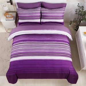 BAGOKIE All Season 5/7 Piece Bed in a Bag Comforter Set, Stripe Pattern - 1 of 4