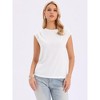 INSPIRE CHIC Women's Cap Sleeve Crew Neck Pleated Summer Knit Basic Blouse - 4 of 4