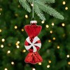 Northlight Set of 2 Shiny Red and White Glittered Candy Christmas Glass Ornaments 4" - 2 of 4