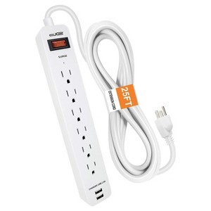 Digital Energy® 6-Outlet Surge Protector Power Strip with 2 USB Ports - 1 of 4
