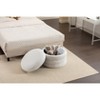 VASIP Velvet Fabric Round Ottoman with Hidden Storage and Bottom Wooden Shelving ,for Living Room - 2 of 4