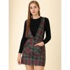 Allegra K Women's Plaid Preppy Knit Crossover V Neck Pinafore Mini Dress - 4 of 4
