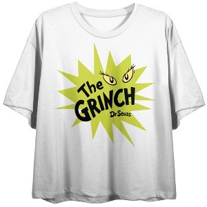 The Grinch Dr. Seuss Grinch Eyes Women’s White Cropped Tee - 1 of 4