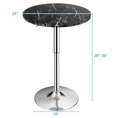 Elegant Faux Marble and Iron Round Swivel Counter-Height Bar Table