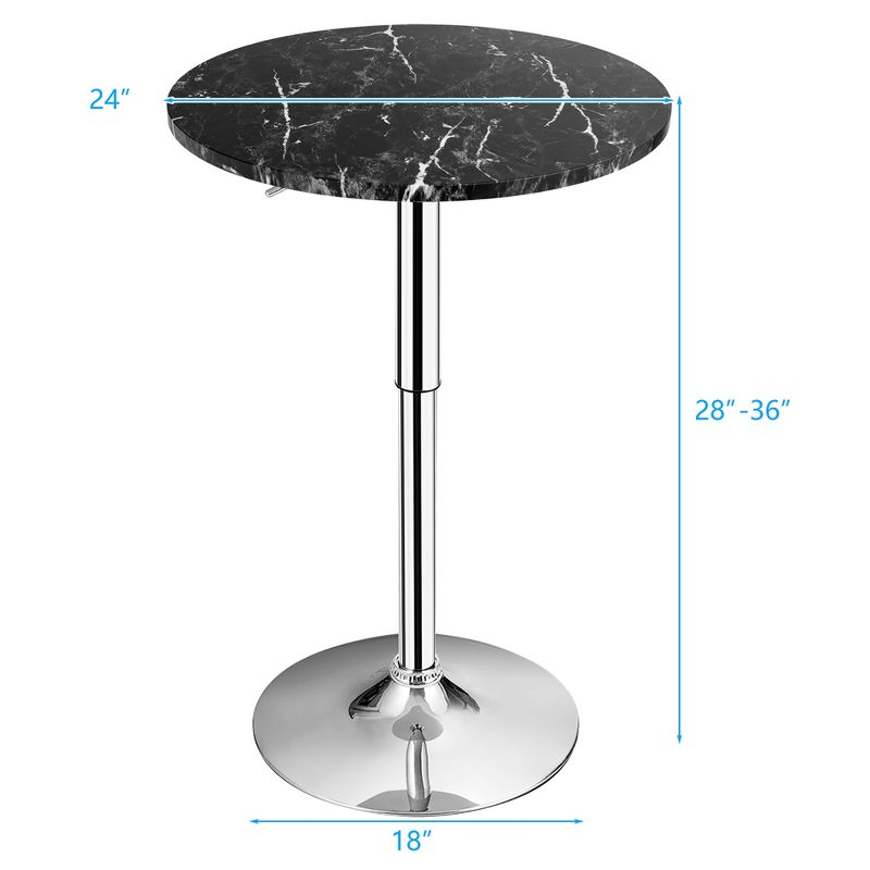 Costway 6PCS Round Bistro Bar Table Height Adjustable 360-degree Swivel White\Black, 4 of 11
