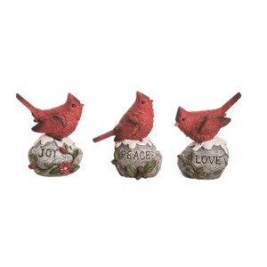 Transpac Resin Snowy Sentiment Cardinal Figurine Set of 3 Christmas Home Decorations - 1 of 1