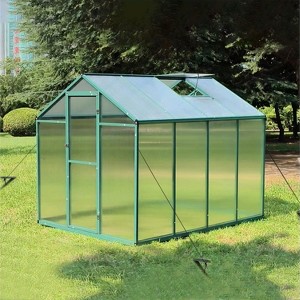 CAVINAS 6x8 ft Polycarbonate Greenhouse with Raised Base and Anchor Aluminum Heavy Duty Walk-in Greenhouses for Backyard - 1 of 4