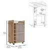 NicBex 2 Shelves Rolling Kitchen Island Cart with 6 Bottle Racks and 1 Cabinet,Kitchen Island on Wheels with Storage,Island Table for Kitchen - 3 of 4