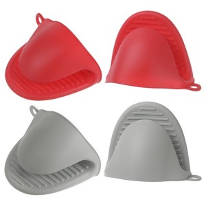 Unique Bargains Heat Resistant Kitchen Utensil Sets Silicone Oven Mitts 4 Pcs - 1 of 4
