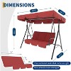 Patio Swing Chair With Adjustable Canopy, Outdoor Swing Chair With Adjustable Tilt Shade, Canopy Hanging Swings Glider Lounge Chairs - 3 of 4