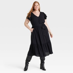 Women's Flutter Short Sleeve Wrap Maxi Dress - Ava & Viv™ - 1 of 3