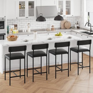 Set of 2/4 Bar Chair with Footrest and PU Upholstered for Kitchen Island, Apartment, Counter Bar, Easy Assembly - 1 of 4