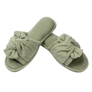 Roxoni Women’s Slippers Lovely Velvet Pom-pom Open Toe House Slides - 1 of 4