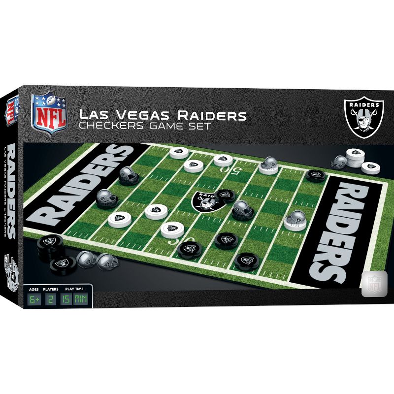 MasterPieces Officially licensed NFL Las Vegas Raiders Checkers Board Game for Families and Kids ages 6 and Up, 2 of 7