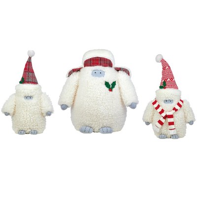3-Piece Plush Yeti Family Wearing Holiday Decor