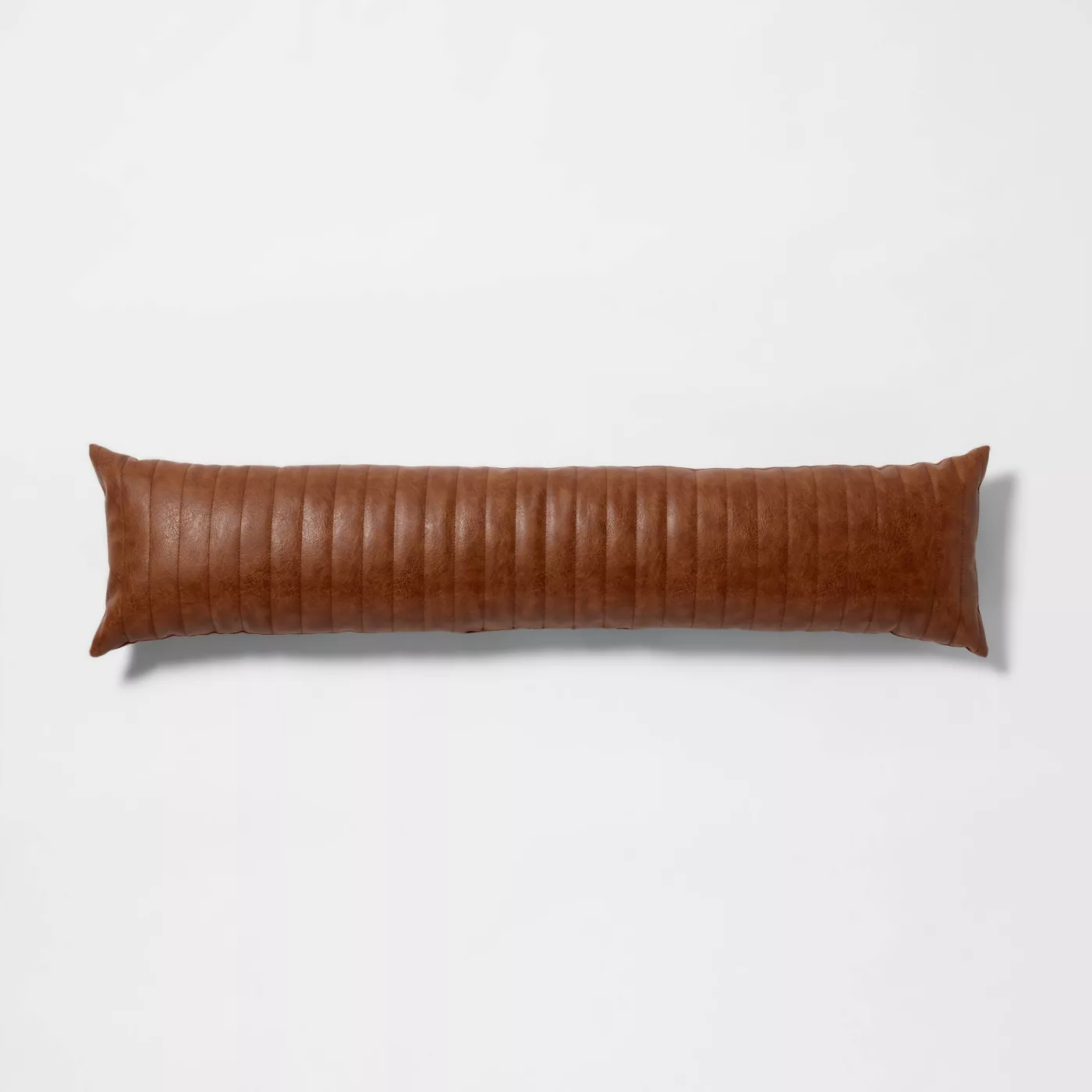 Lumbar Channel Stitch Faux Leather Decorative Pillow Brown - Project 62™ + Nate Berkus™ - image 1 of 5