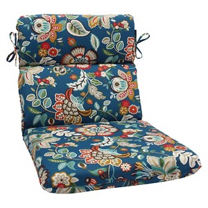 Pillow Perfect Telfair Outdoor Rounded Edge Chair Cushion - Blue