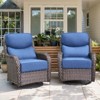 POCASSY Outdoor Swivel Rocker Patio Swivel Chairs Set of 2, 6" Thick Cushions All Weather Brown Wicker Swivel Glider Chairs with High Back for Porch - 2 of 4
