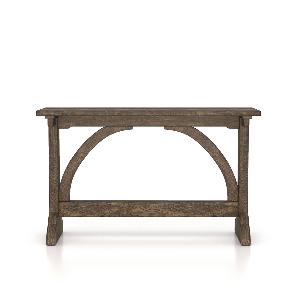Jobrin Double Pedestal Console Table Reclaimed Oak - miBasics: Trestle Base, Rustic Entryway, Farmhouse Style