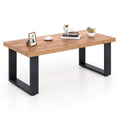 Tangkula 47" Farmhouse Style Accent Table w/ Thickened Tabletop & Natural Wood Texture