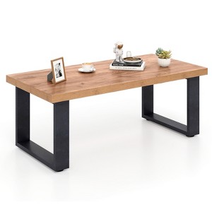 Tangkula 47" Farmhouse Style Accent Table w/ Thickened Tabletop & Natural Wood Texture - 1 of 4