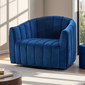 40.3" Velvet Oversized Swivel Barrel Chair and Half Sofa with Pillows - 1 of 4