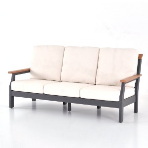 Decksplore Patio Premium All-Weather Wicker Conversation Set, Patio HDPE Furniture Set Sofa with Cushions - 1 of 4