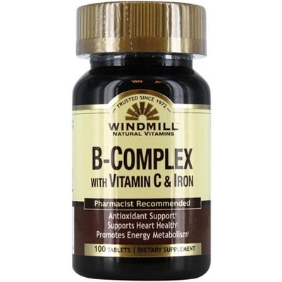 Windmill B-Complex Tablets with Vitamin C and Iron Supplement - 100 Ea