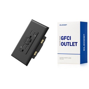 ELEGRP GFCI Outlet Self-Test, 15 Amp 125V Weather Resistant Duplex wall outlet, Wall Plate included, UL Listed, Matte Black 1PC - 1 of 1