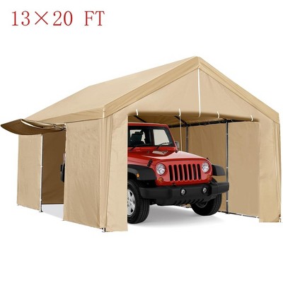 Carport Car Canopy Portable Garage Party Tent With Removable Sidewall & Door