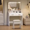 Coucheta Vanity Desk with LED Mirror - Makeup Table with Power Outlet, Storage Drawers & Stool for Bedroom - 2 of 4