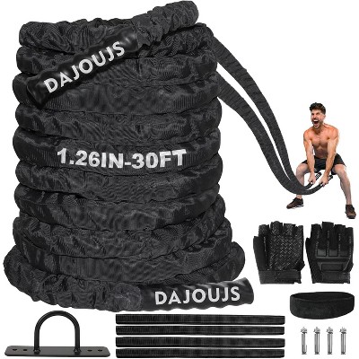 Battle Rope for Home Gym, Heavy Weighted Training Rope with Protective Cover for Full Body Workout