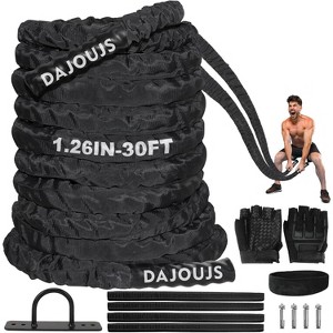 Battle Rope for Home Gym, Heavy Weighted Training Rope with Protective Cover for Full Body Workout - 1 of 4